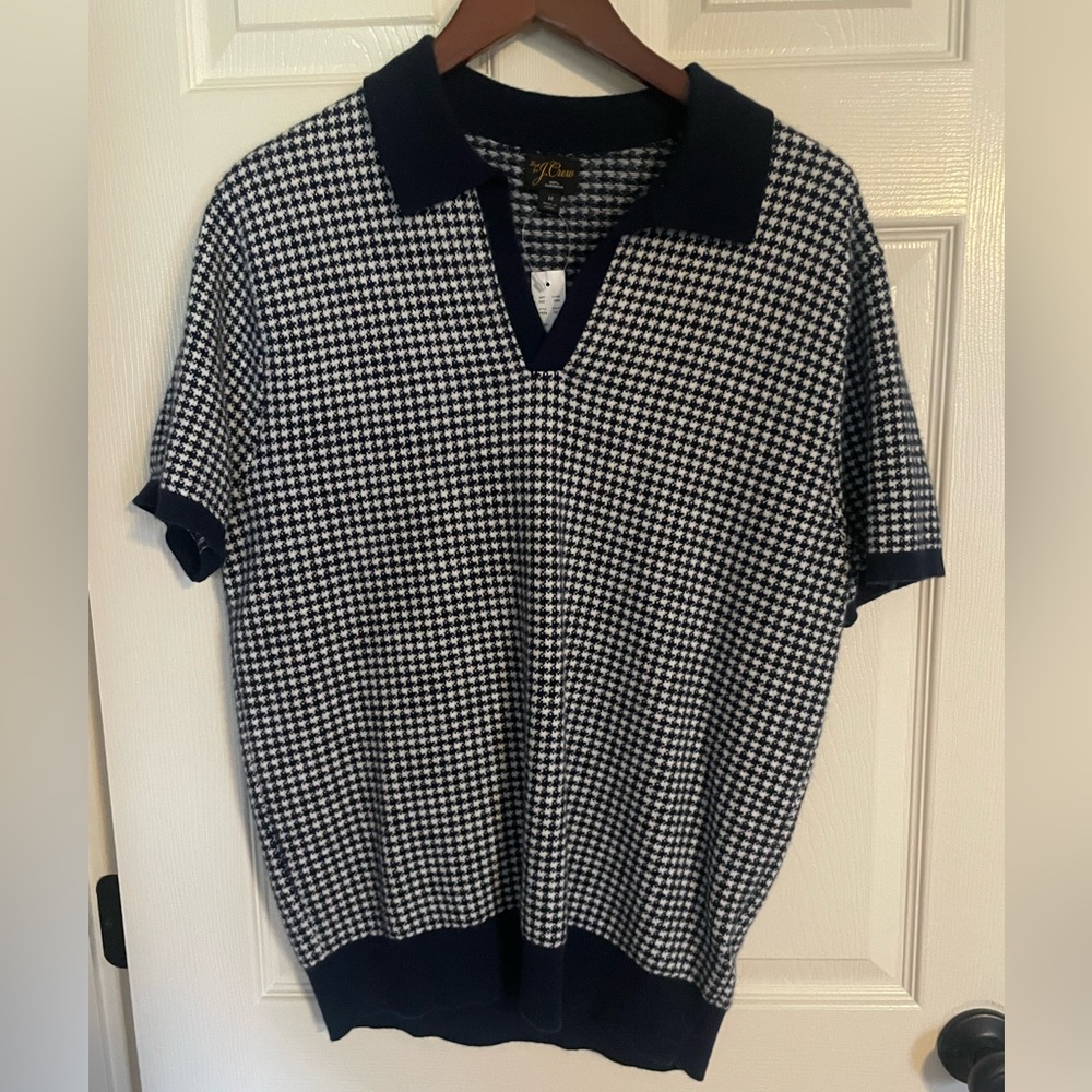 J.Crew Men’s 100% cashmere Johnny-collar sweater polo